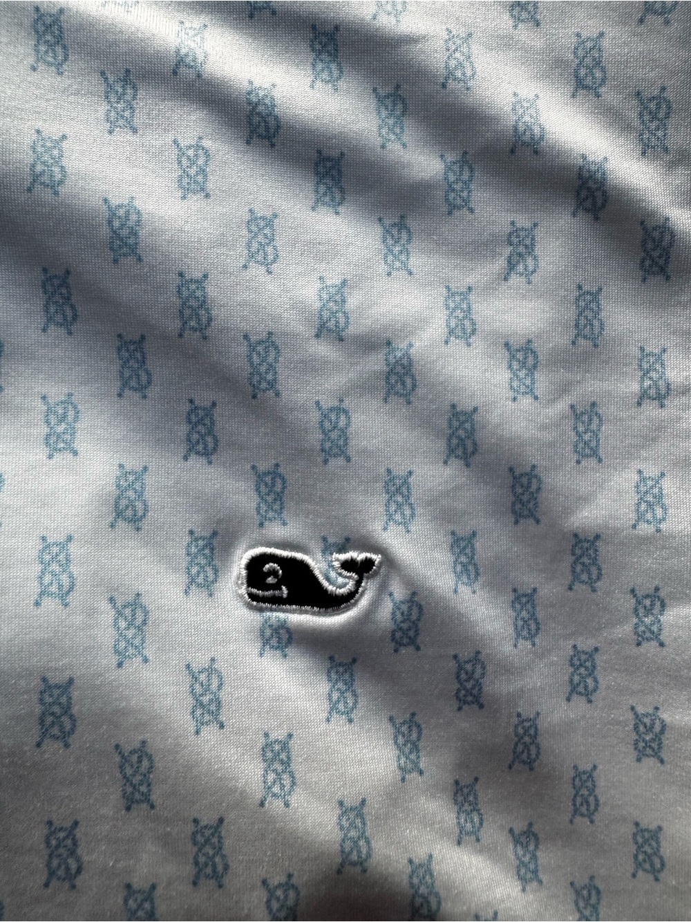 Vineyard Vines Performance Men’s White Polo with Light Blue Micro-Print - Picture 3 of 6